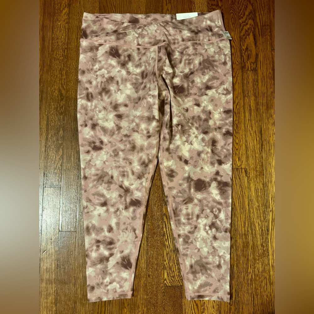 Maurices Pink and Brown Tie-Dye Leggings. Size 1X Short, NWT